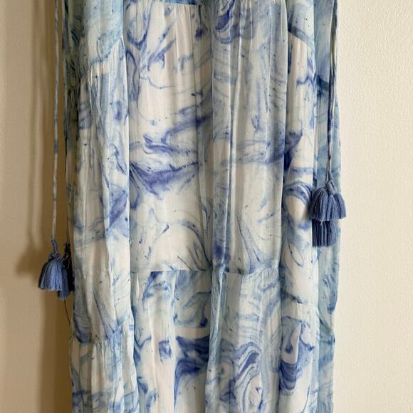 SAYLOR Annela Ultramarine Marble Halter Midi/Maxi Dress Cottagecore Prairie Sz L - Picture 7 of 11